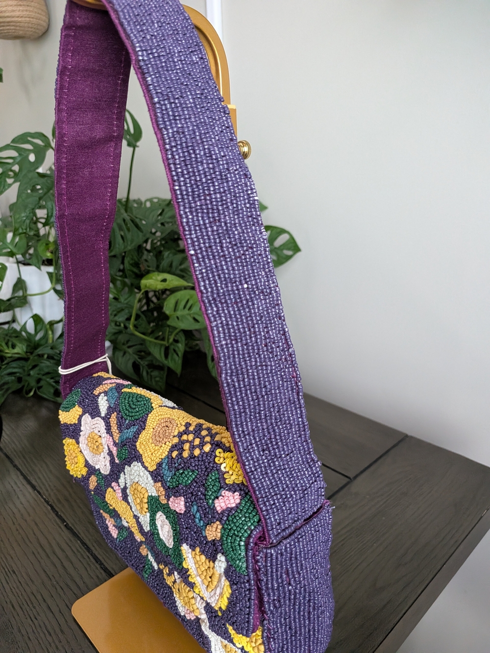 Sol & Mer Beaded Floral Shoulder Bag - Picture 3 of 3